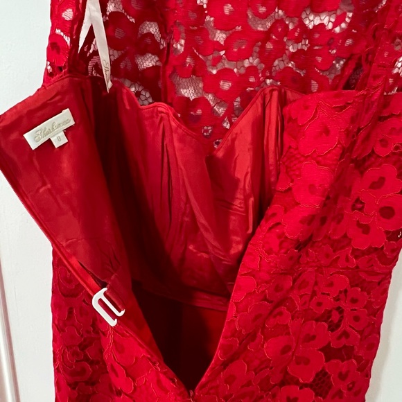 Shoshanna Red Lace Shift Knee Length Dress US 8 - Picture 5 of 7